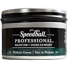 Speedball Professional Relief Ink, Phthalo Green, 8 Ounce Can