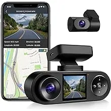 COXPAL 3 Channel Dash Cam Front and Rear Inside with GPS WiFi, Infrared Night Vision, Supercapacitor, 2K+1080P+1080P Three Way Triple Car Dash Camera, Smart Parking Monitor, Support 512GB Max