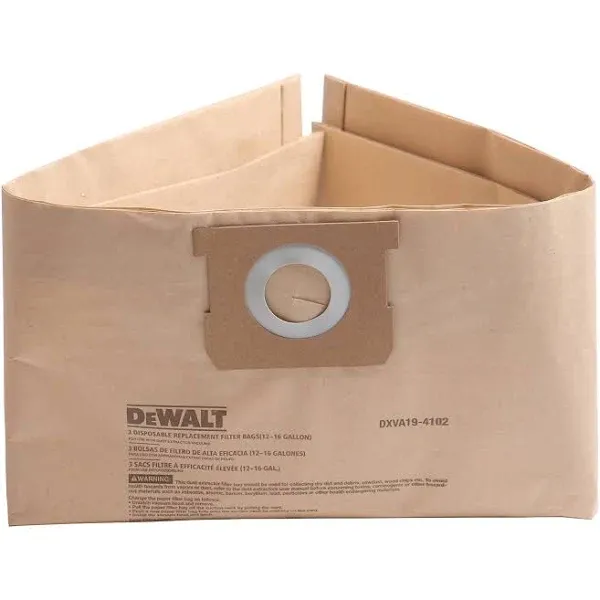 DEWALT DXVA19-4102 Dust Bag Fits for 12-16 Gallon Wet/Dry Vacuum Compatible with DXV12P DXV14P DXV16P DXV16PA DXV16S,3 Pack