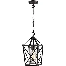 zeyu Outdoor Pendant Lights for Porch, Exterior Hanging Lantern in Black Fini...