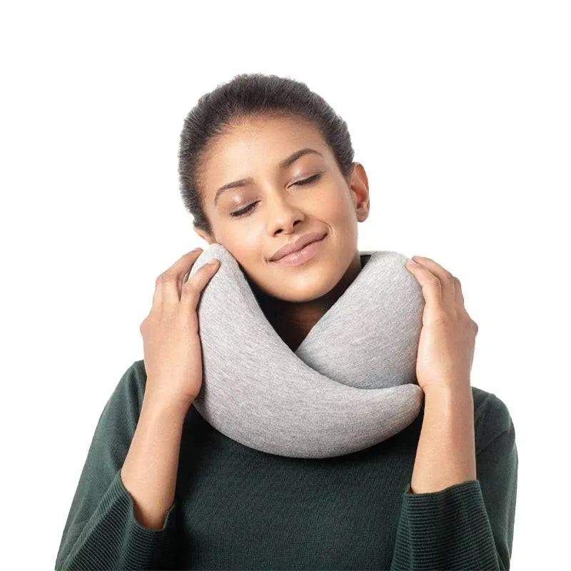 Ostrichpillow Go - Luxury Travel Pillow with Memory Foam | Airplane, Car Pillow, Neck Rest (One Size, Grey)