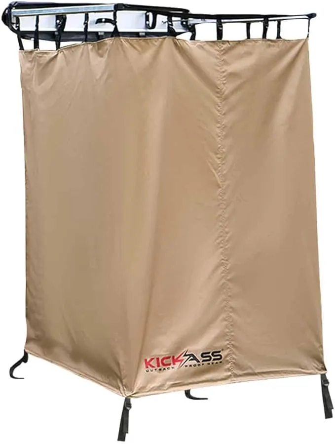 KickAss Instant Ensuite Camping Shower Tent Awning for Cars - Use on Jeep, Toyota, Great 4x4 Accessory Perfect for Camping, Off Roading, Boating, Fishing, Travel, RV's, Festivals, Road Trips