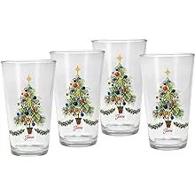 Christmas Tree Tapered Cooler 4 Piece Glass Set, 16 oz In Multi