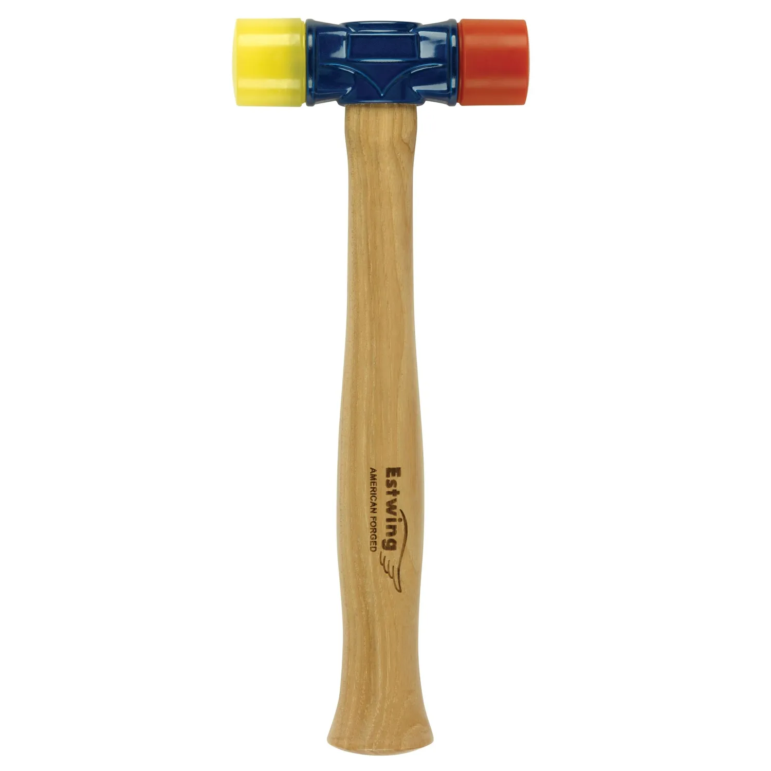 Estwing - DFH-12 Rubber Mallet - 12 oz Double-Face Hammer with Soft/Hard Tips & Hickory Wood Handle - DFH12,Black Red & Yellow