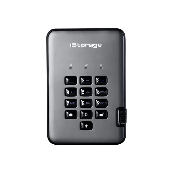 iStorage diskAshur PRO² - SSD - encrypted - 8 TB - external (portable) - USB 3.1 - FIPS 140-2 Level 3, FIPS 197, 256-bit SHA, 256-bit AES-XTS - graphi