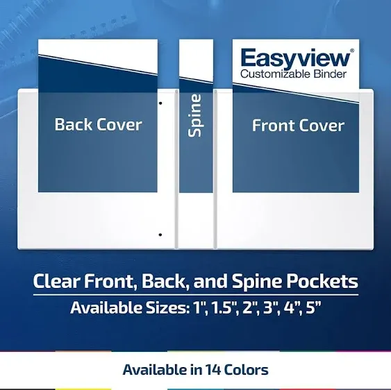 Easyview Premium 1-Inch Binders with Clear-View Covers, 3-Ring Binders for Schoo