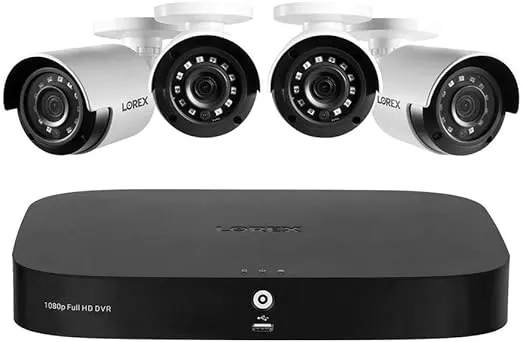 Lorex 1080p HD Security Camera System with 1TB DVR – 8 Channel Security System with 4 2MP Metal Bullet Cameras – Smart Motion Detection, IR Night Vision, Weatherproof – Indoor & Outdoor Surveillance