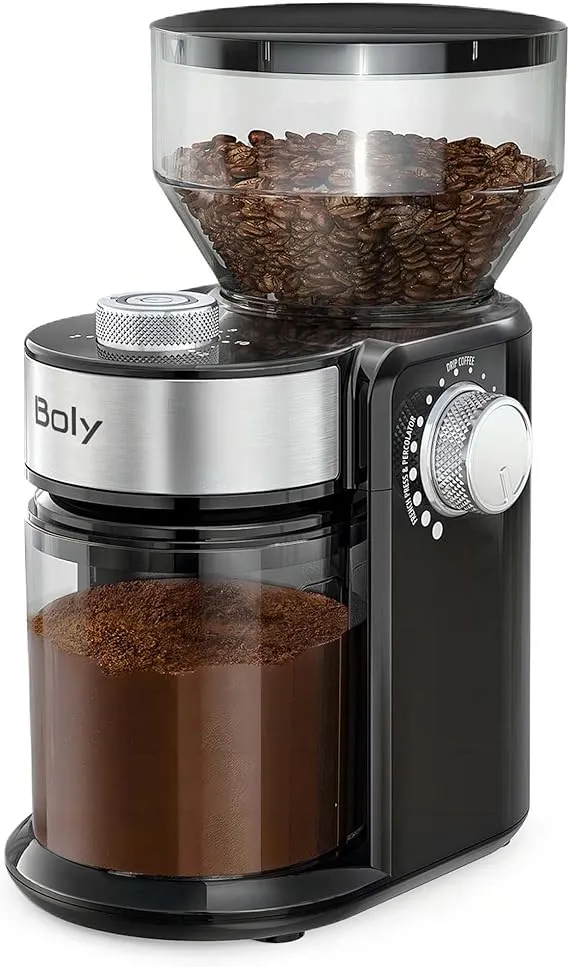 Portable Electric Coffee Grinder 4 Cups Small Automatic Conical Burr Grinder Coffee Bean Grinder with Multi Grind Setting for Espresso Drip Pour Over French Press USB Rechargeable White