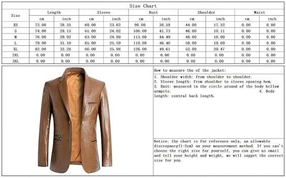 Mens Notched Lapel Button Down Business Lambskin Leather Jacket Blazer with ...