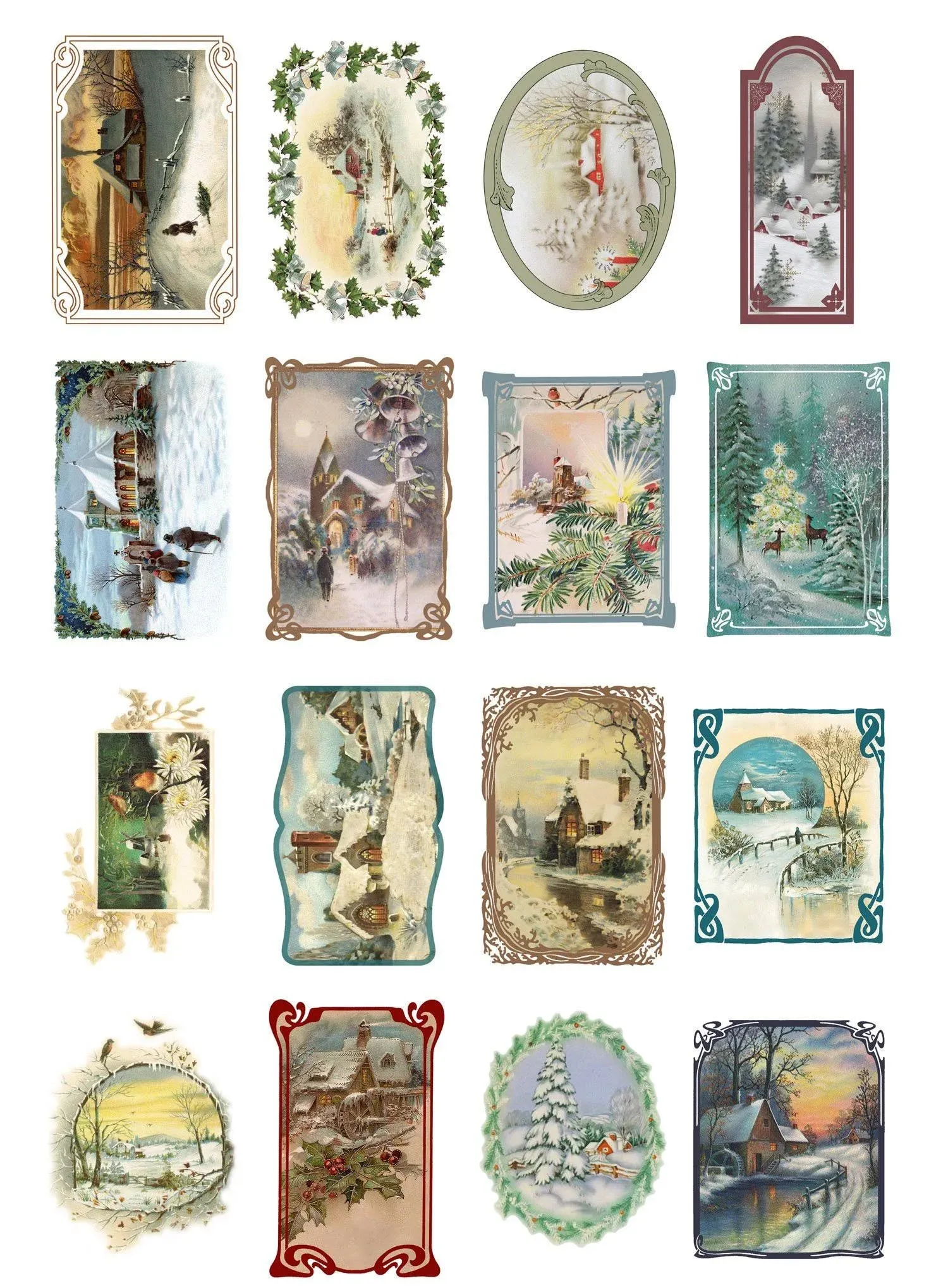 Decoupage Paper Pack (10sheets A4 / 8"x12") Christmas Winter Landscapes FLONZ Vintage Ephemera