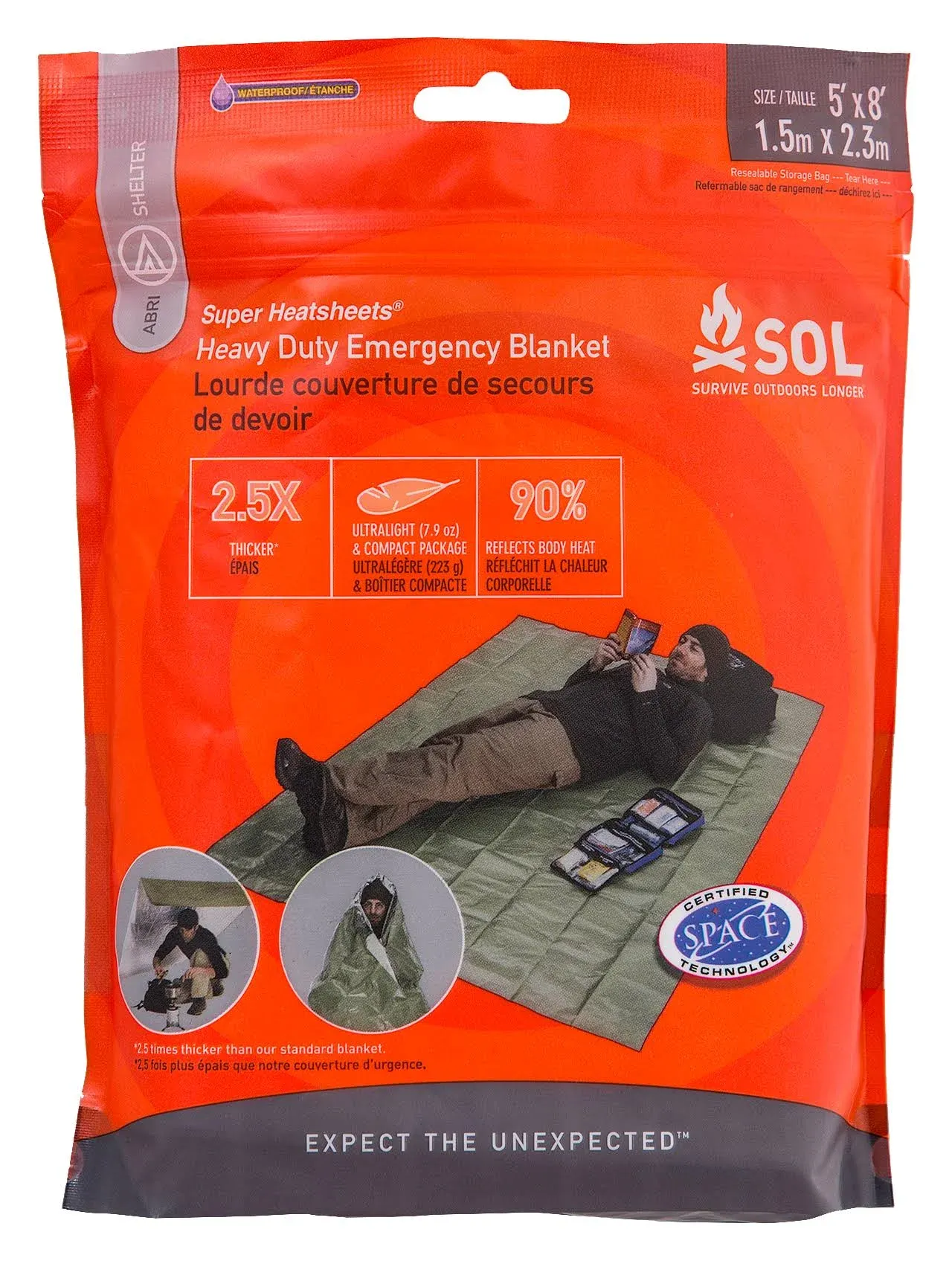 Survive Outdoors Longer Heavy Duty Emergency Blanket, 5 x 8 ft Green