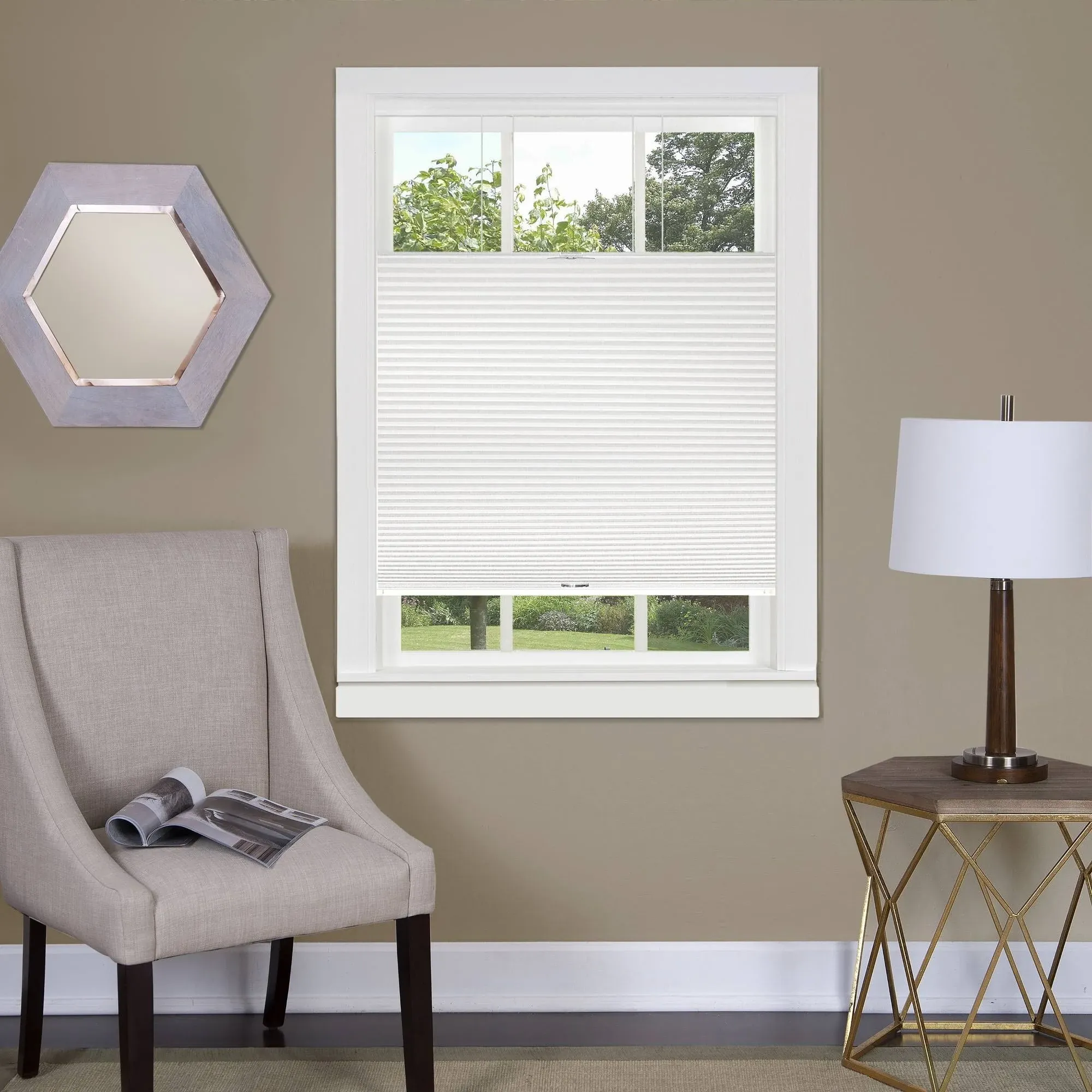 Achim Top-Down Bottom-Up Cordless Honeycomb Cellular Shade - White