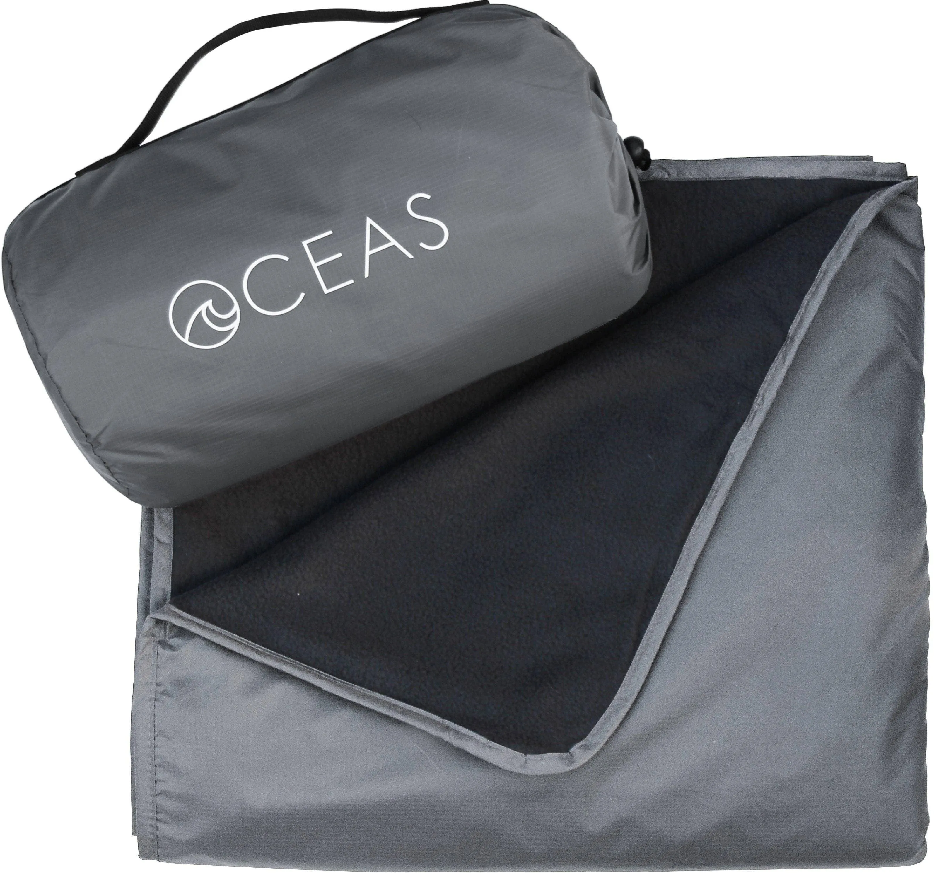 NWT Oceas Outdoor WATERPROOF FLEECE BLANKET Gray Polyester 79&#034;x58&#034;