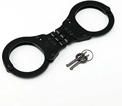 VIPERTEK Heavy Duty Hinged Double Lock Steel Police Edition Professional Grade Handcuffs