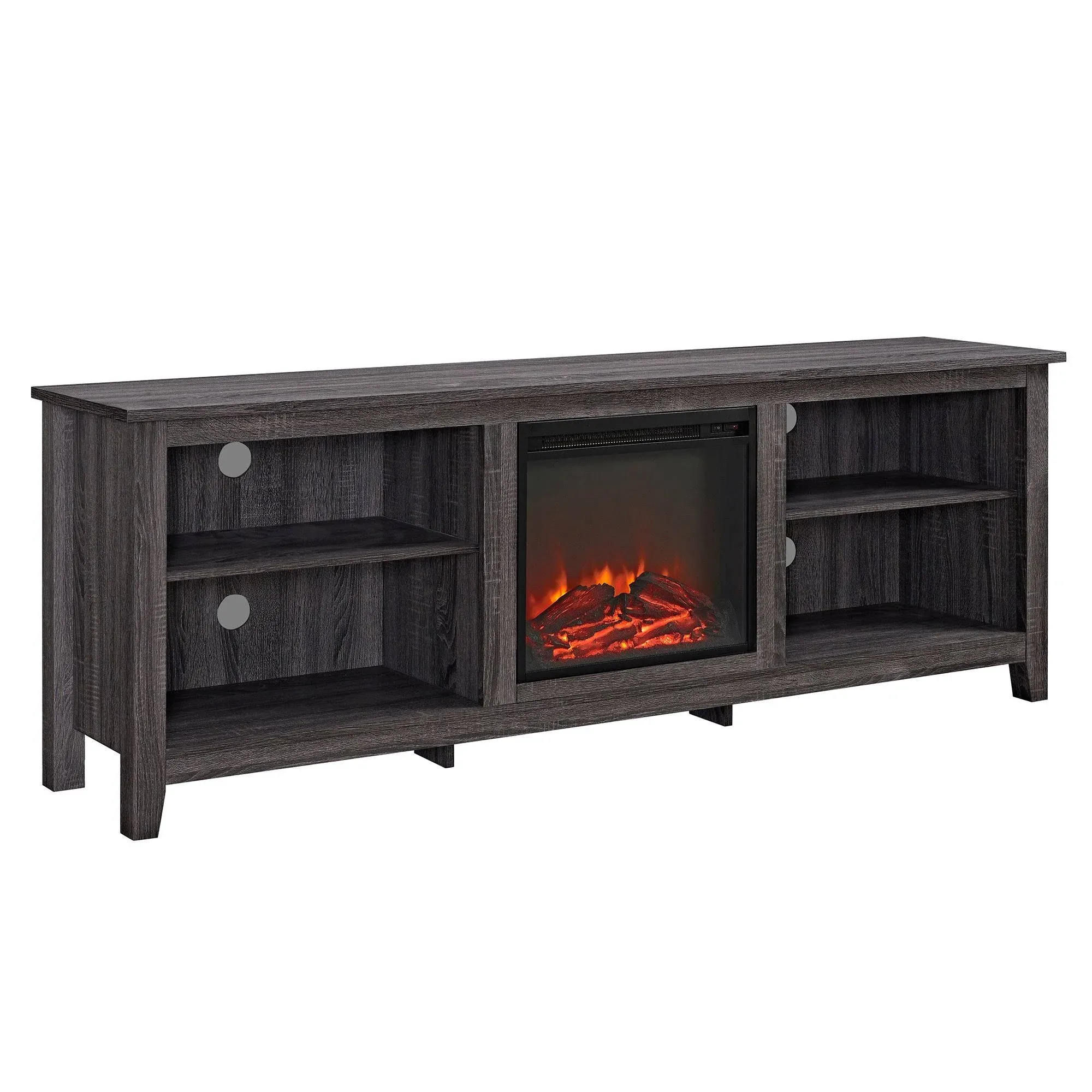 Walker Edison 70-in W Charcoal TV Stand with LED Electric Fireplace