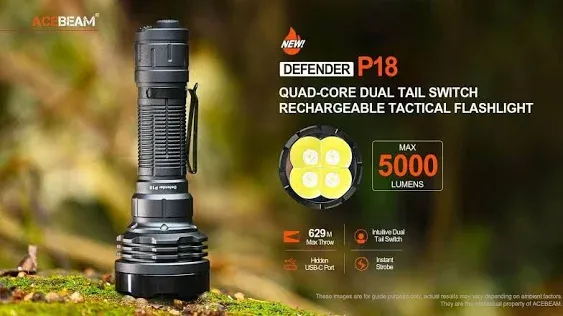 Acebeam P18 Tactical Flashlight 5000 Lumens