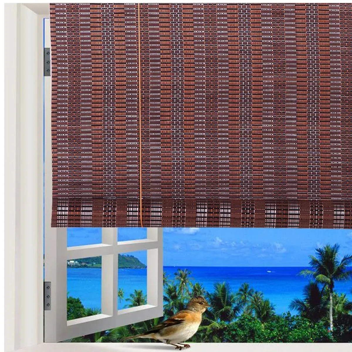 Natural Bamboo Roll Up Window Blind Roman Sun Shade WB-48N1 (W48&#034; X H84&#034;)