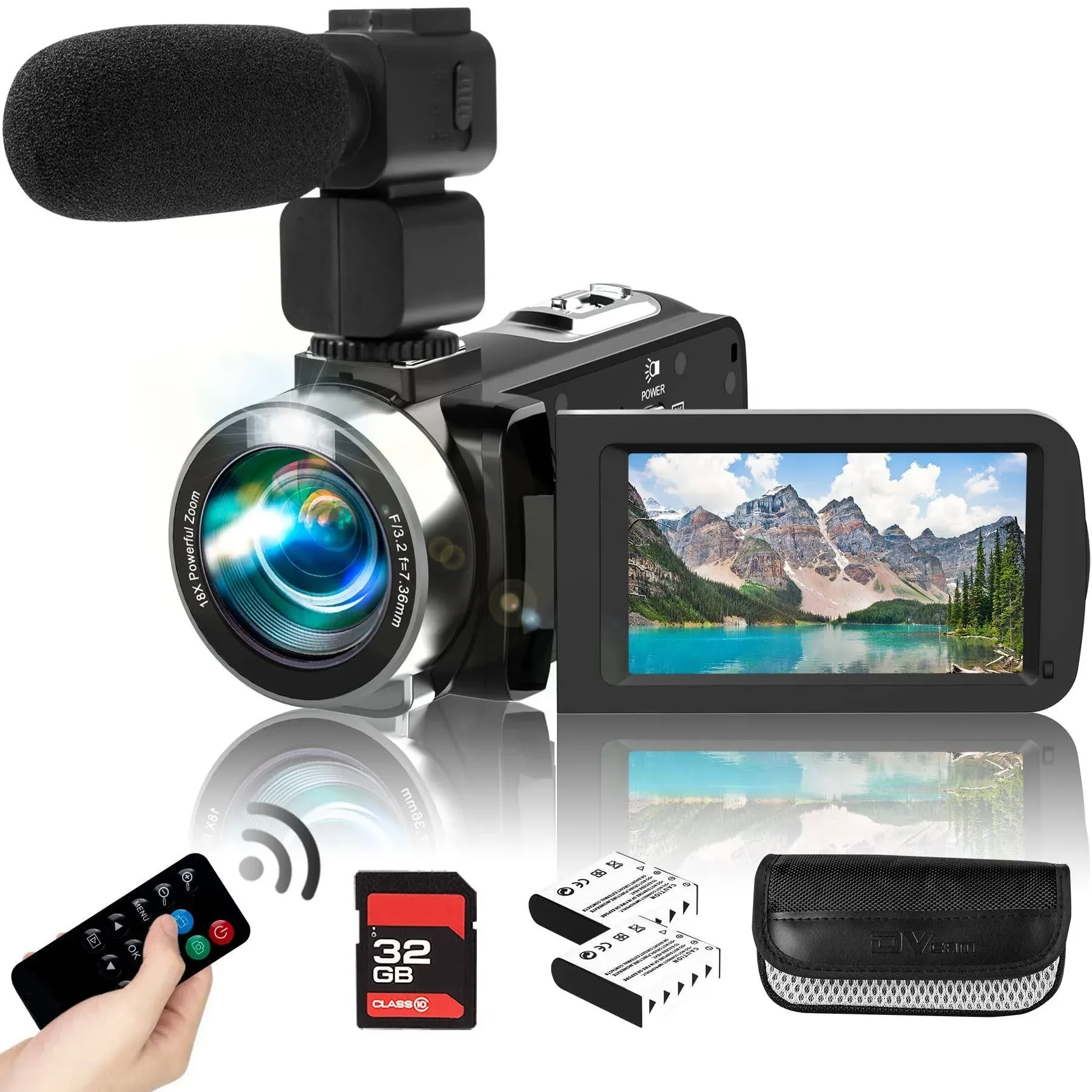 Heegomn Video Camera Camcorder with Microphone HD 2.7k Video Recorder Camera Vlogging Camera for Youtube Kids Camcorder with 3.0" LCD Screen,18X