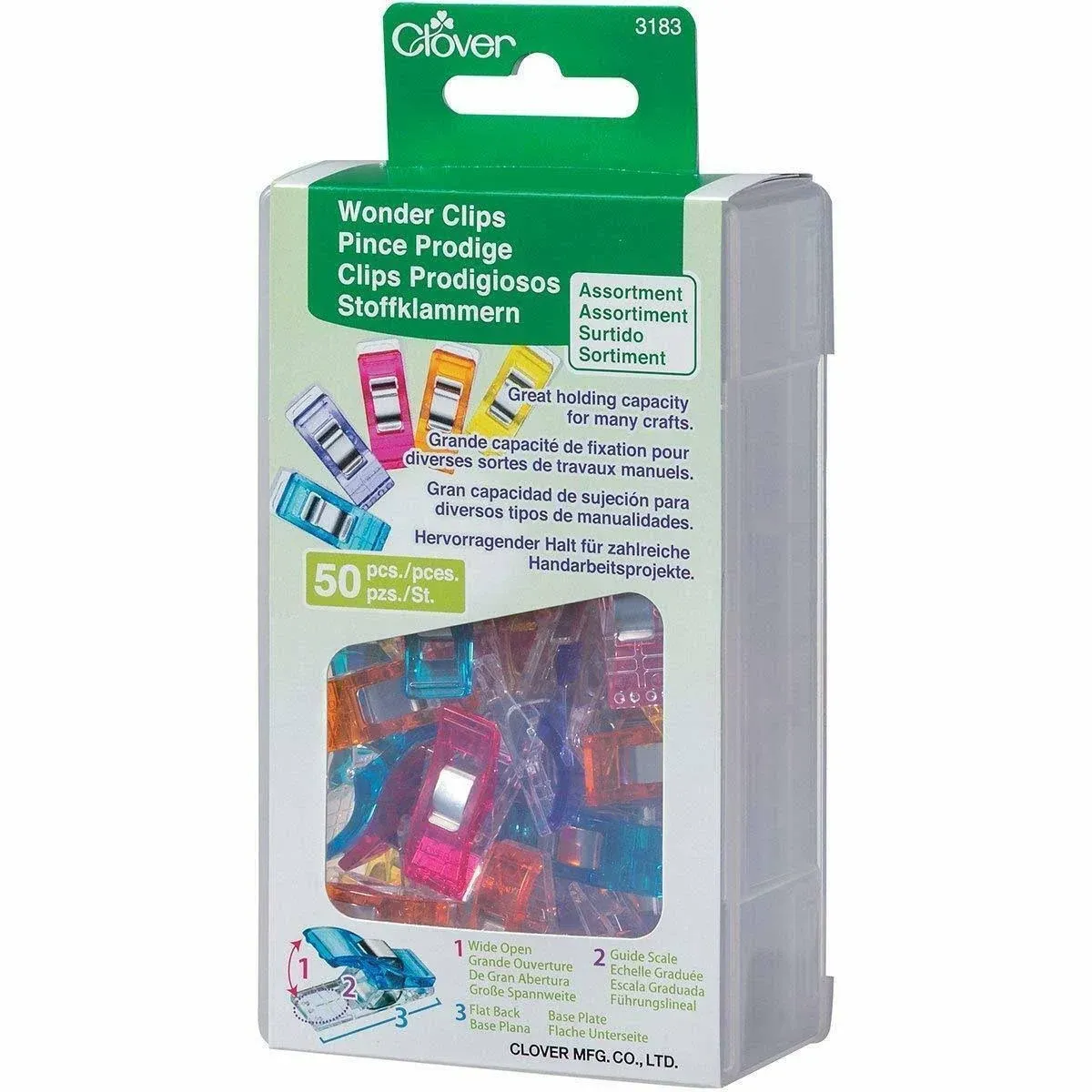 Clover Wonder Clips 50/PKG Assorted Colors