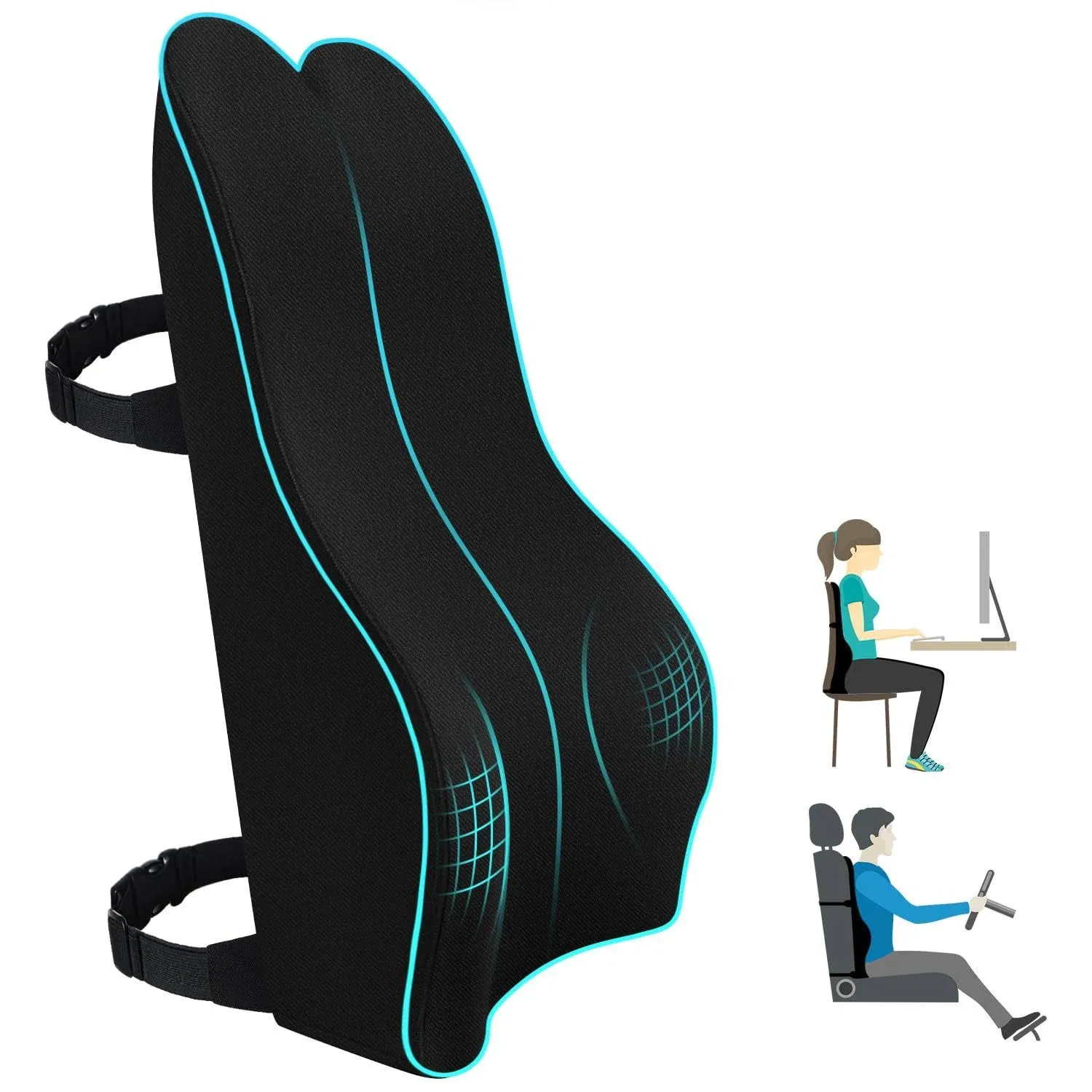 Lumbar Support Pillow for Office,Long Chair,Car Memory Foam Support Upper,Middle