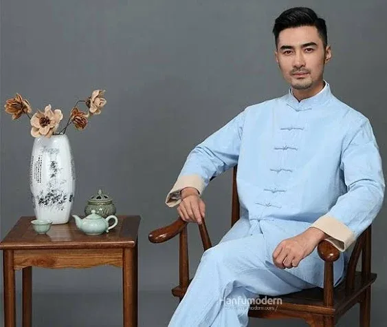 Chinese Tang Suit Men Hanfu Chinese Traditional Clothes Tops and Pants