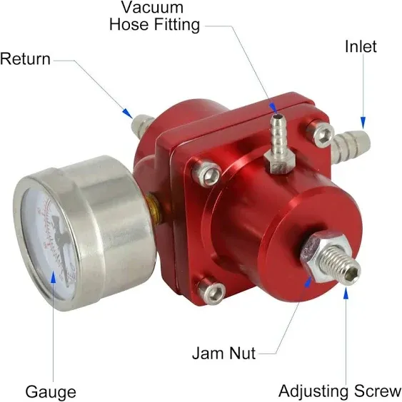 Universal Adjustable Fuel Pressure Regulator Kit, Aluminum Fuel Regulator,Adjustable Gas Oil Injection Pressure Regulator with 0-140 PSI Gauge -Blue