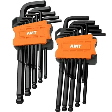 American Mutt Tools L-Key Allen Wrench Tool Hex Key Set - Includes Metric & SAE Long Arm Ball End Key 26pc Set