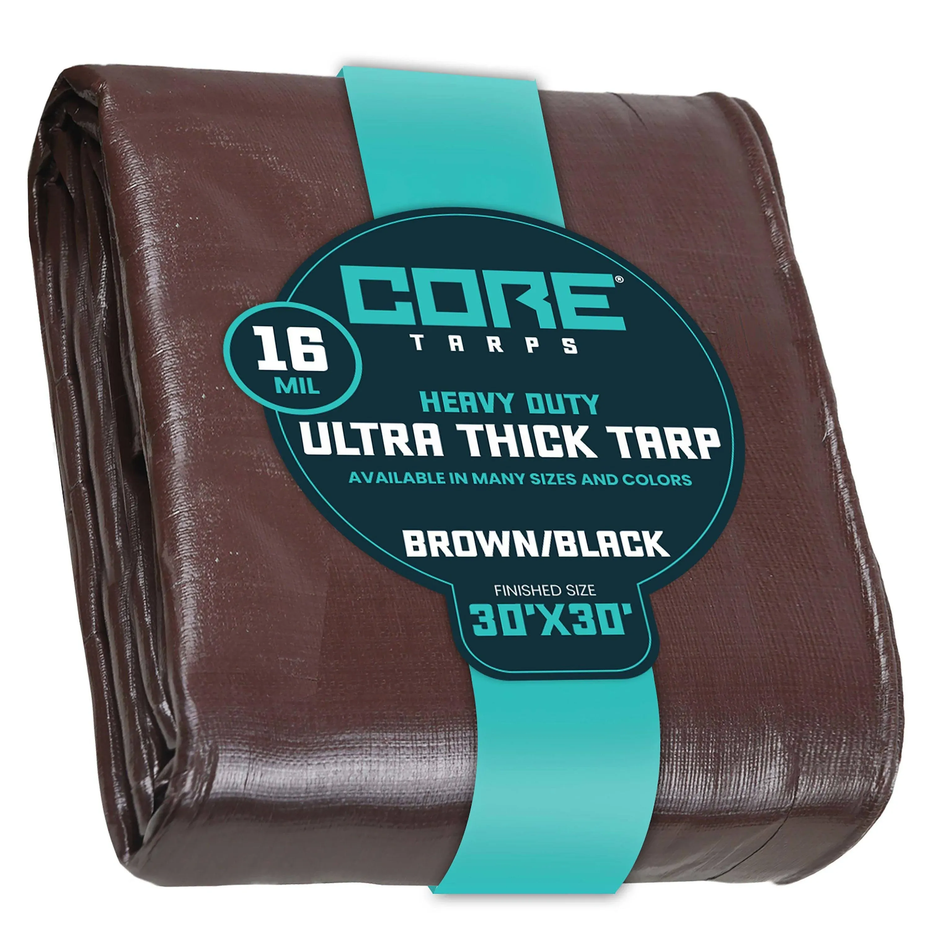 Core Tarps Extra Heavy Duty 16 Mil Tarp Cover, Waterproof, UV Resistant, Rip and Tear Proof, Poly Tarpaulin with Reinforced Edges for Roof, Camping, Patio, Pool, Boat (Green/Black 30′ X 50′)