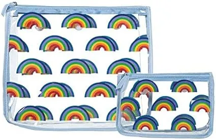 Bogg Bag Clear Designer Zipper Insert (Set of 2) Travel Organizer Storage Pop In (Rainbow)