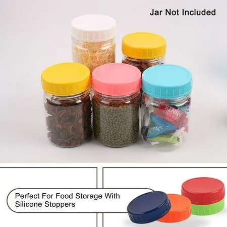 24 Pcs Plastic Mason Jar Lids Wide Mouth Mason Canning Jars Lids Top for Food Storage Green Royal Blue Red Orange