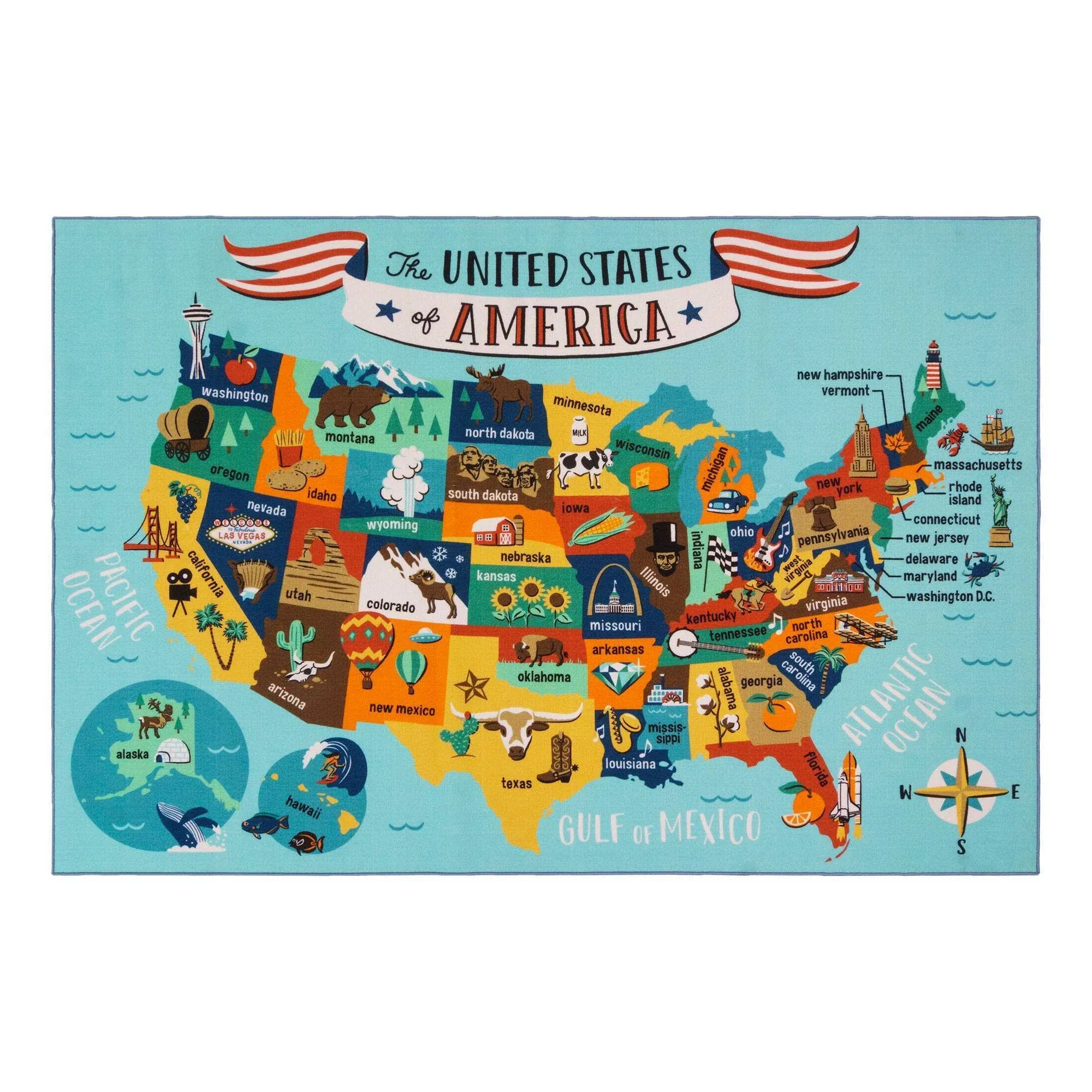 ✅??GERTMENIAN &amp; SONS Teach Me AREA RUG Education Map PLAY MAT???BUY NOW?