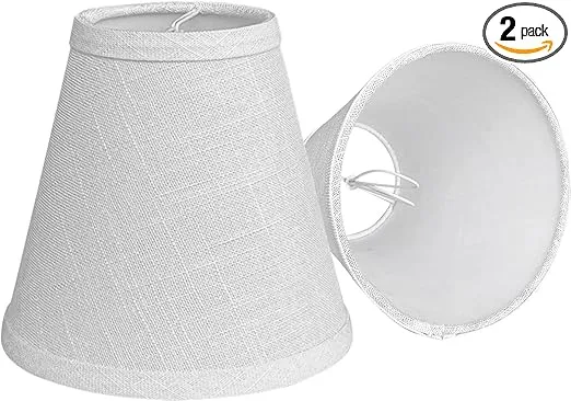 Double Mini Small Brown Barrel Lamp Shades Clip On Bulb, TOOTOO STAR Barrel Fabric Lampshade for Table Chandeliers Wall Floor Lamp Replacement, 3x6x5 Inch, Set of 2 (2 PCS Pack)