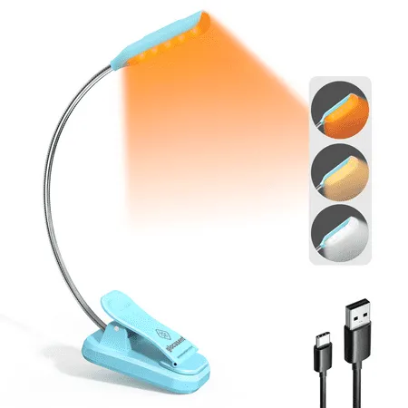 Glocusent USB Rechargeable Book Light for Reading in Bed Portable Clip-on Led Reading Light