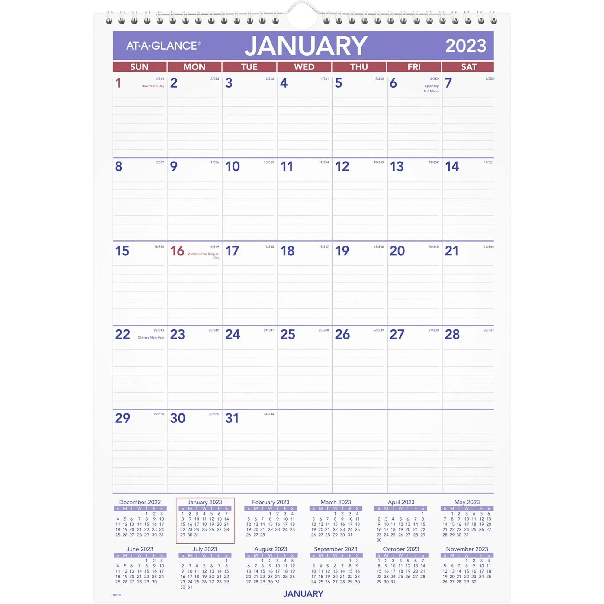 AT-A-GLANCE® Monthly Wall Calendar with Ruled Daily Blocks, 15.5 x 22.75, White, 2021 - M-600955-2550 - Each