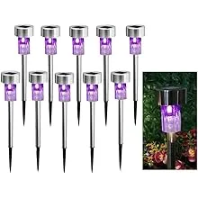 10PCS Purple Outdoor Steel Garden Solar Powered Landscape Light Lamp Yar Pathway