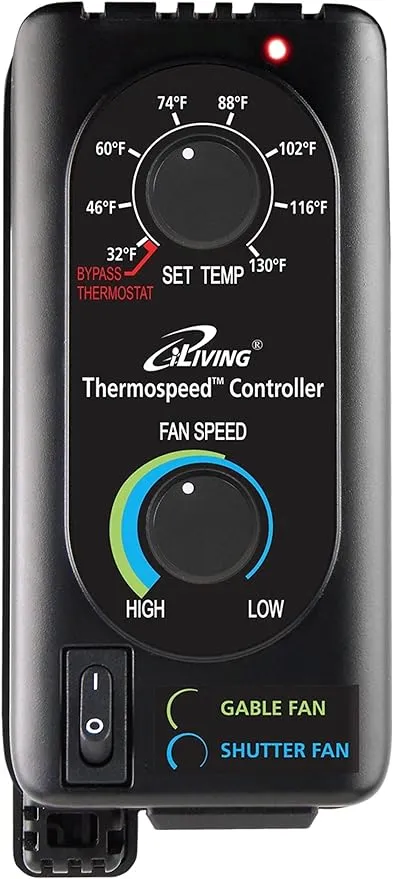 iLIVING Exhaust Fan Thermospeed Temperature Controller and Speed Controller, Black, ILG8SFST