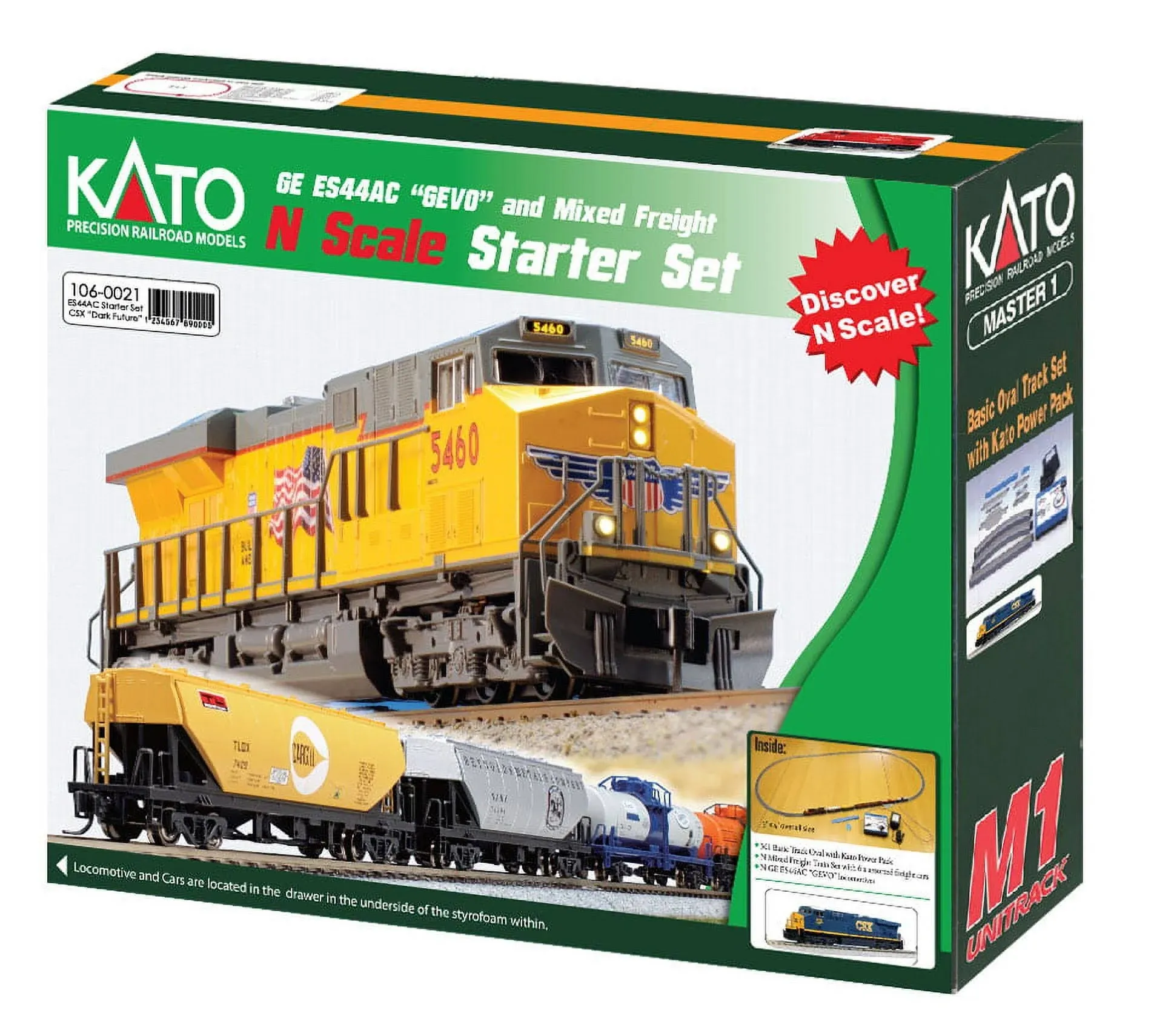 Kato N ES44AC GEVO and Mixed Freight Starter Set - CSX Dark Future