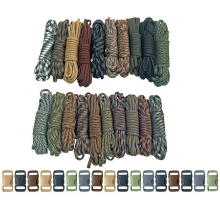 Paracord Planet 550lb Type III Paracord Combo Crafting Kits with Buckles