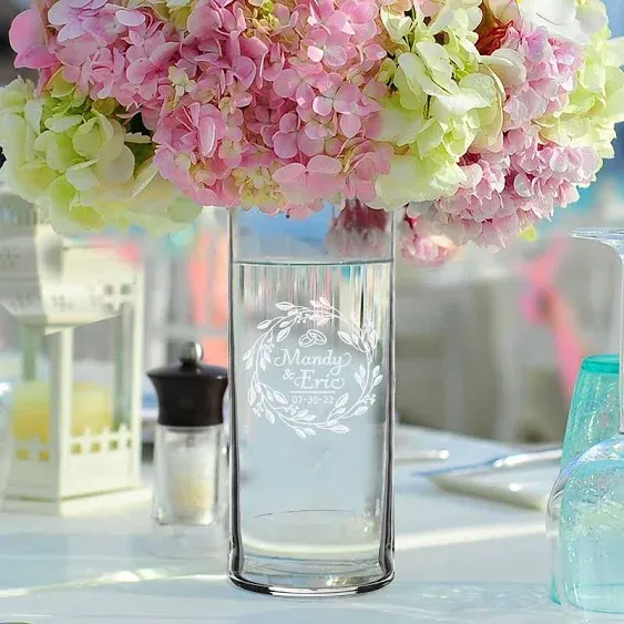 Custom Personalized Wedding Flower Vase Table Centerpiece