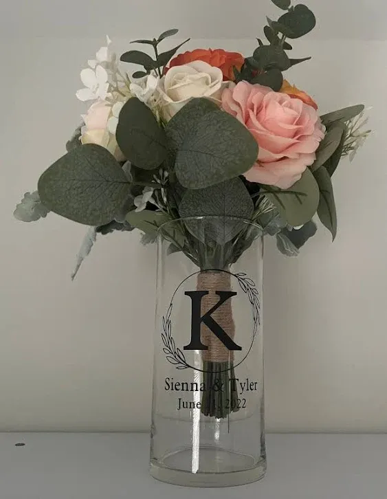 Personalized Centerpiece | Table Centerpiece Wedding | Custom Flower Vase | Glass/Vinyl Vase Wedding | Flower Vase Centerpiece