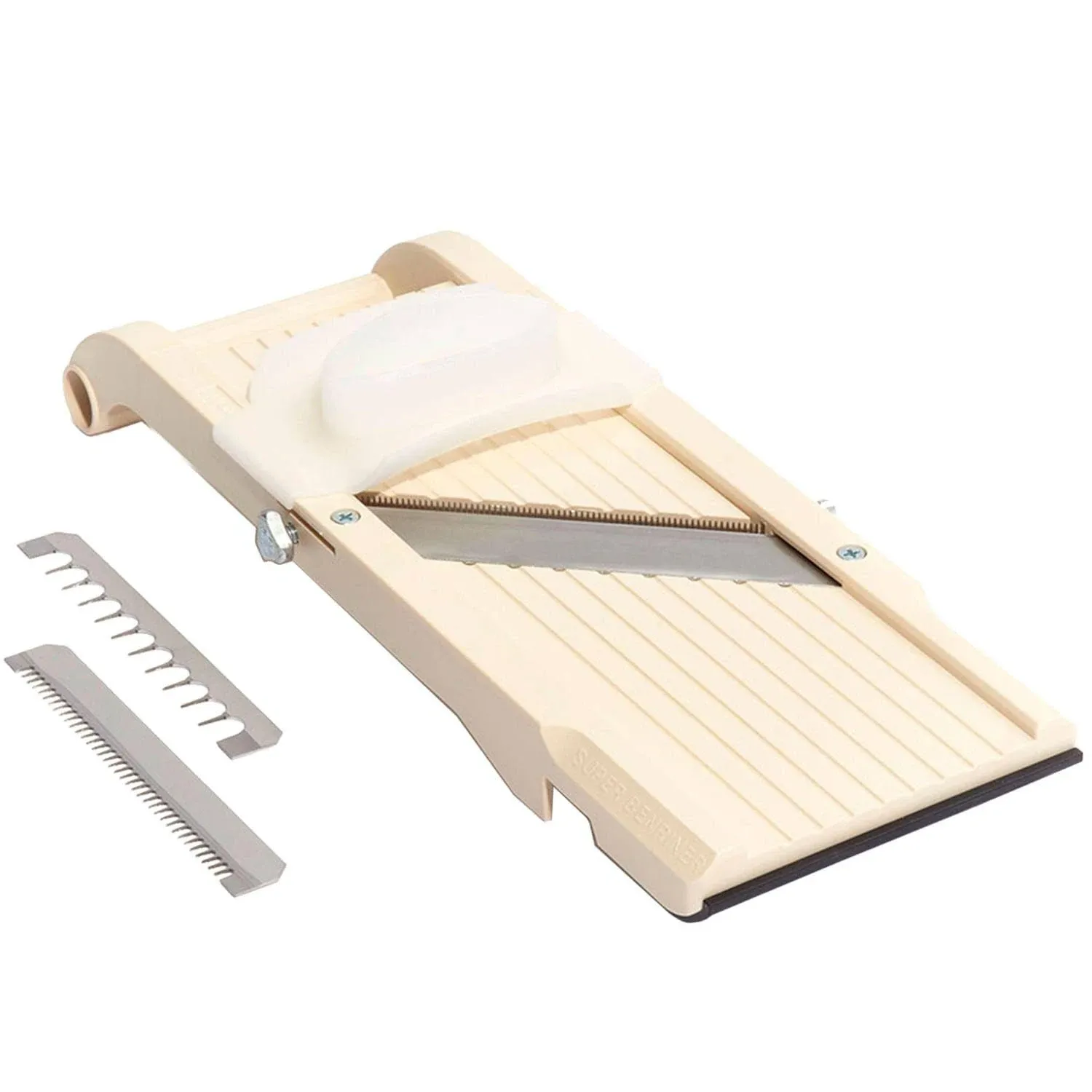 Benriner Mandoline Super Slicer, with 4 Japanese Stainless Steel Blades, BPA Free, 14.5 x 5.25-Inches, New Model