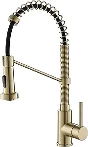 Kraus KPF-1610 Bolden 1.8 GPM 18" Pull-Down Spray Kitchen Faucet with Dual-Funct Brushed Gold Faucet Kitchen Single Handle