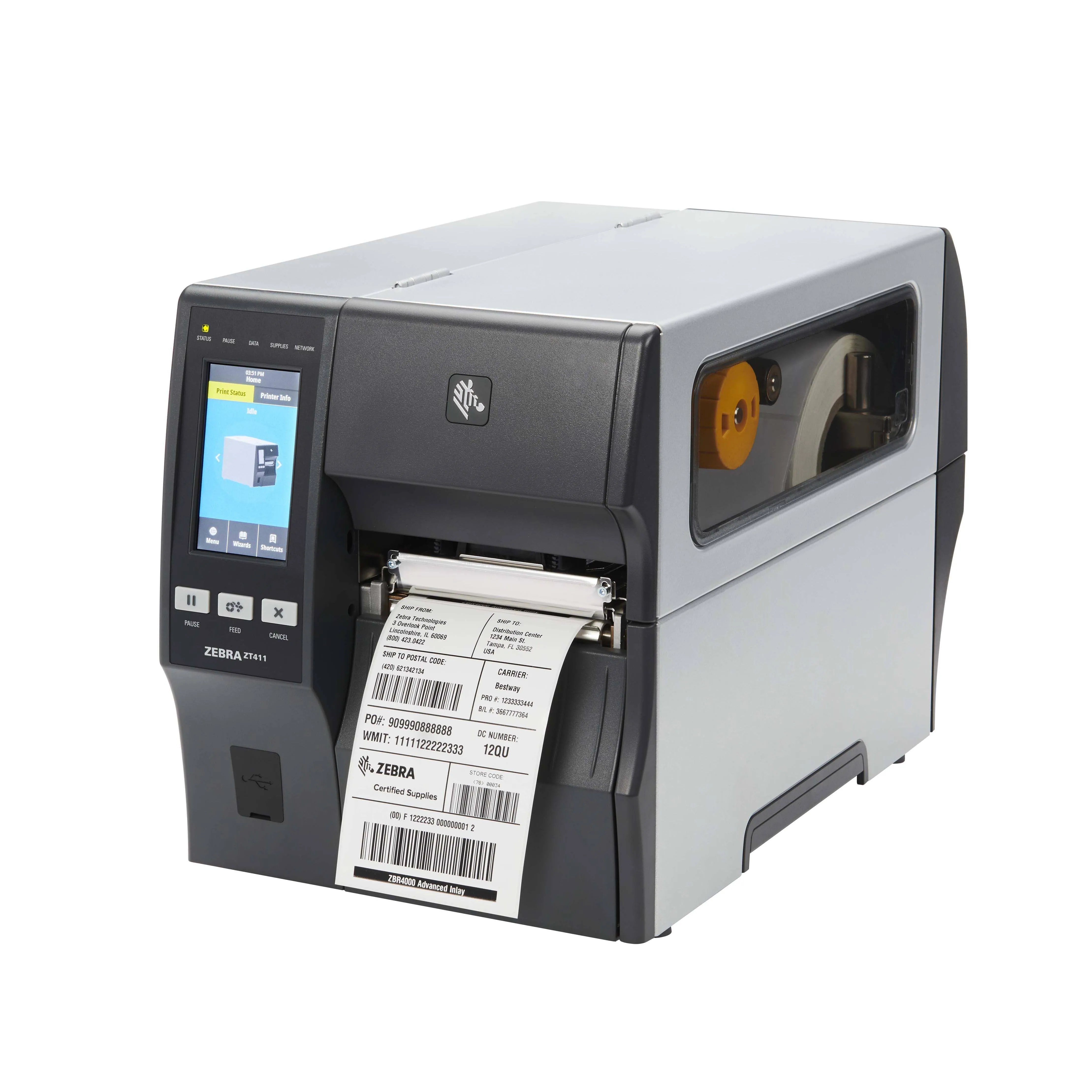 Zebra ZT411 ZT41142-T01000GA Industrial Thermal Transfer Barcode Label Printer 4"/203 dpi/14 ips/USB/LAN/BT4