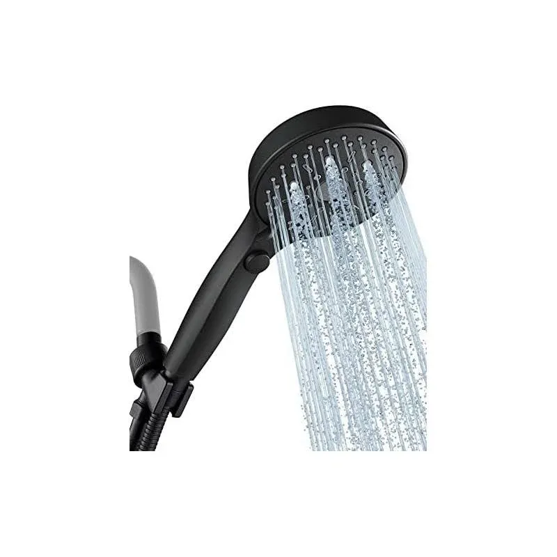 5&#034; Matte Black High Flow Handheld Shower Head 12-Settings w/Hose &amp; Bracket