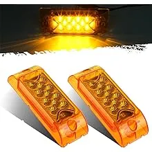 Partsam 2Pcs 6" Amber 13 LED Reflective Rectangle Side Marker Clearance Light, 6x2 Turn Siganals LED Marker lights for Trailer Truck RV Camper Motorhome, 12V