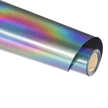 Rainbow Reflective Heat Transfer Vinyl Roll 12&#034; x 12ft for T- Shirt HTV Iron ...