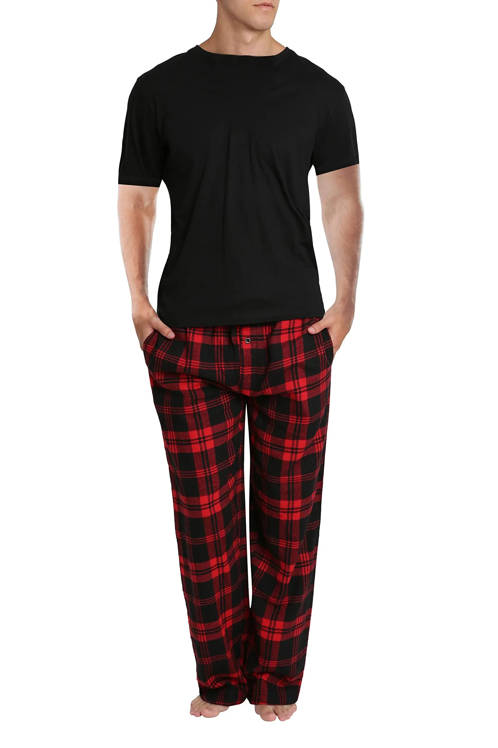 Men’s Pajama Set 2 Piece PJ with Crew Neck Tee and Pants