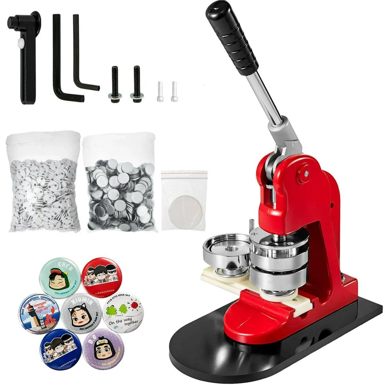 VEVOR Button Maker Machine, 32 mm (1.25 inch) Badge Punch Press Kit, Children DIY Gifts Pin Maker, Button Making Supplies with 500pcs Button Parts & Circle Cutter & Magic Book