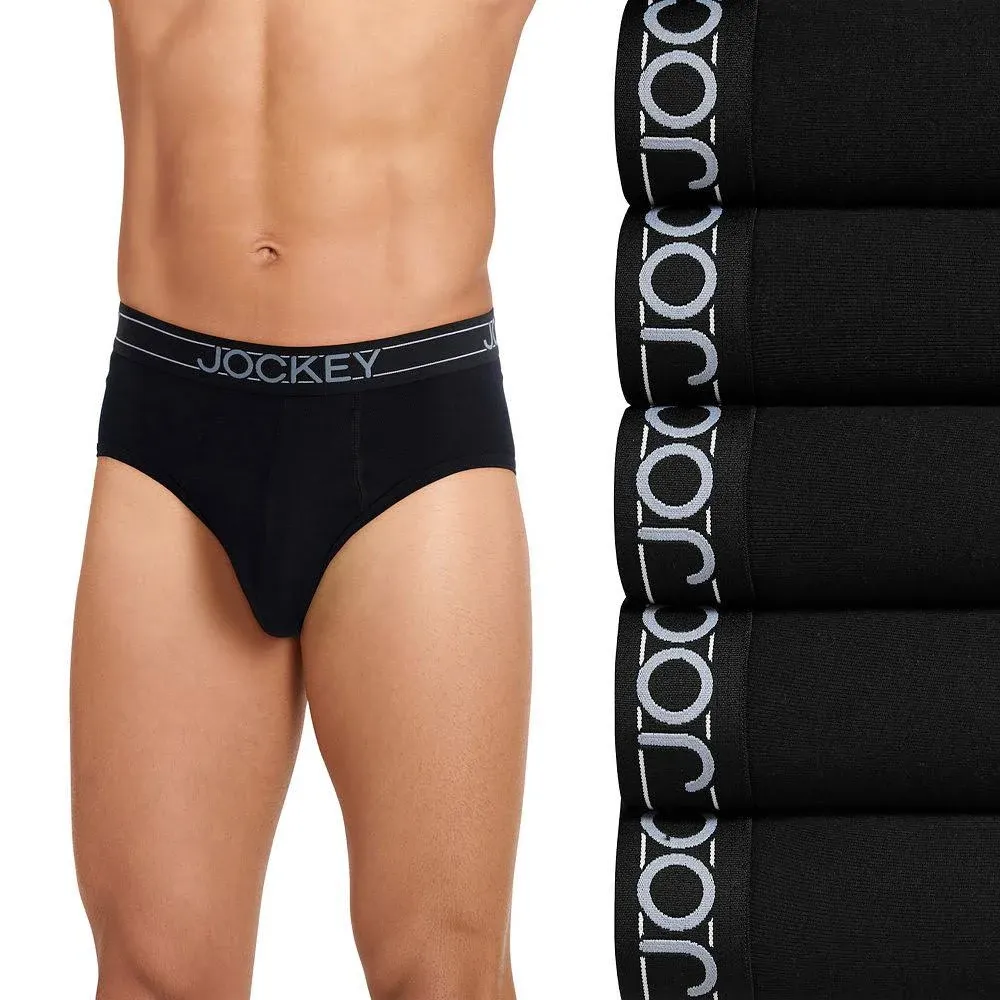 Jockey Men's Lightweight Cotton Blend Brief - 5 Pack