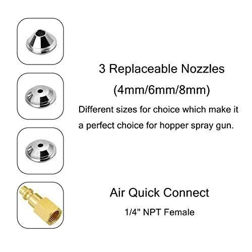 Joywayus Air Hopper Spray Gun with 4.0mm/6.0mm/8.<wbr/>0mm Nozzle Paint Texture Dry...